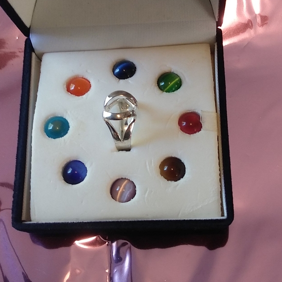 .925 Ring w/interchangeable Colored Stones - Picture 2 of 5